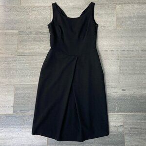 Armani Collezioni Sleeveless Scoop Neck Sheath Midi Dress Black Front Slit Sz 8